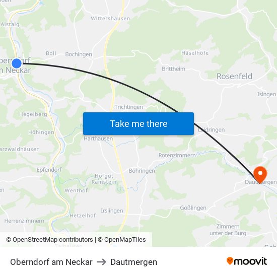 Oberndorf am Neckar to Dautmergen map