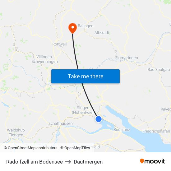 Radolfzell am Bodensee to Dautmergen map