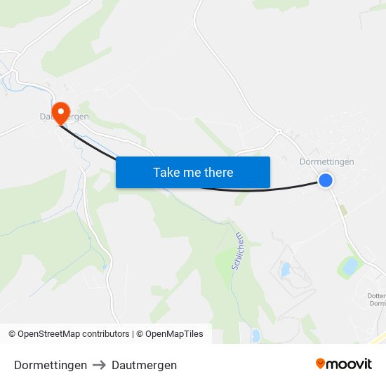 Dormettingen to Dautmergen map