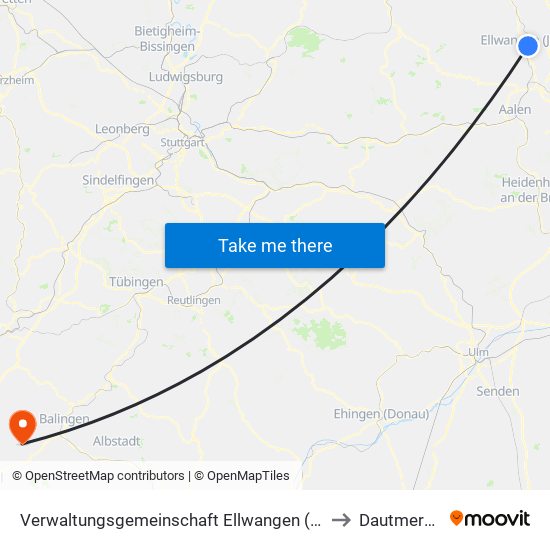 Verwaltungsgemeinschaft Ellwangen (Jagst) to Dautmergen map