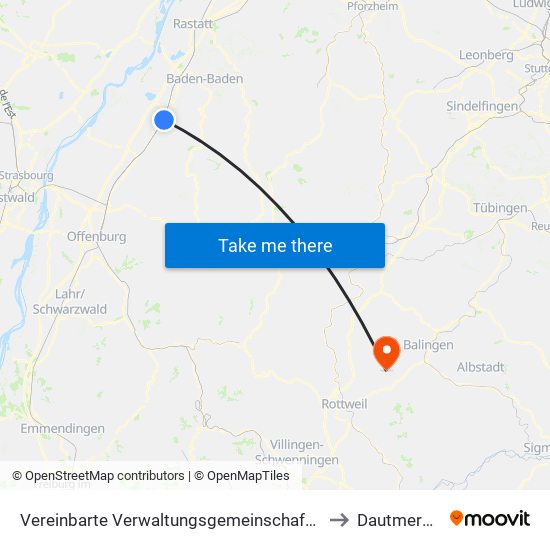 Vereinbarte Verwaltungsgemeinschaft Bühl to Dautmergen map