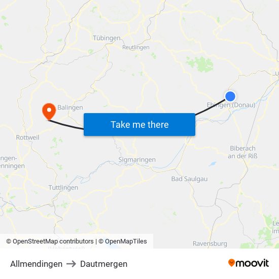 Allmendingen to Dautmergen map