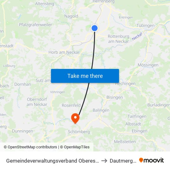 Gemeindeverwaltungsverband Oberes Gäu to Dautmergen map