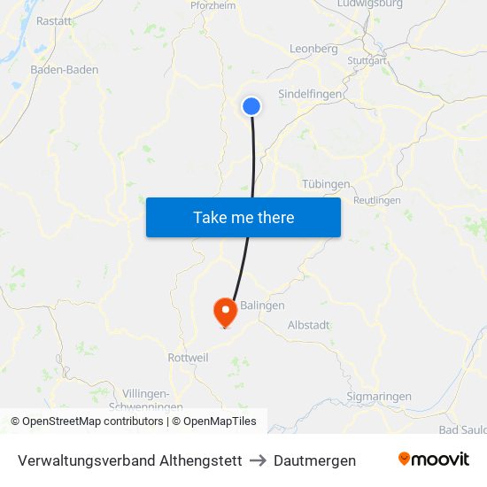 Verwaltungsverband Althengstett to Dautmergen map