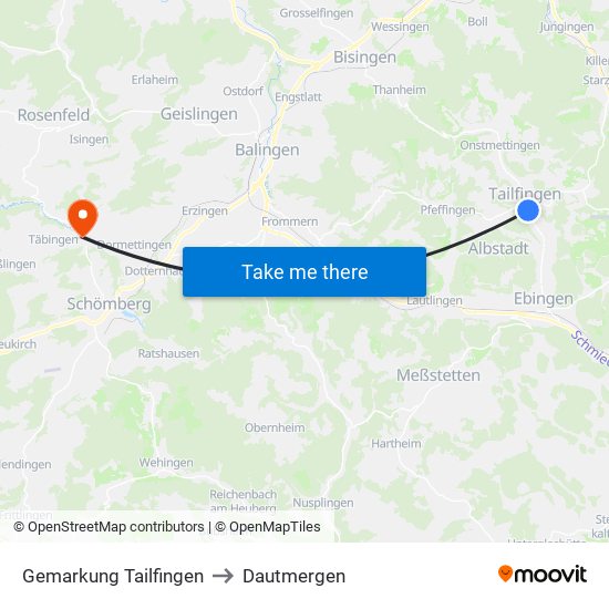 Gemarkung Tailfingen to Dautmergen map