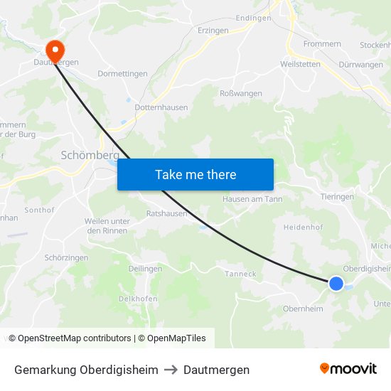 Gemarkung Oberdigisheim to Dautmergen map