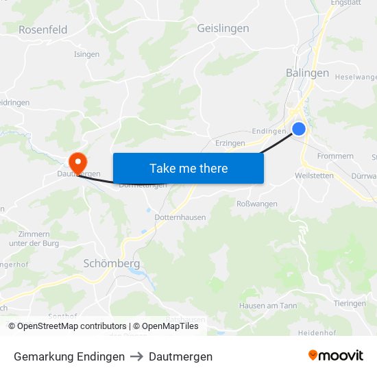 Gemarkung Endingen to Dautmergen map
