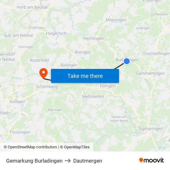 Gemarkung Burladingen to Dautmergen map