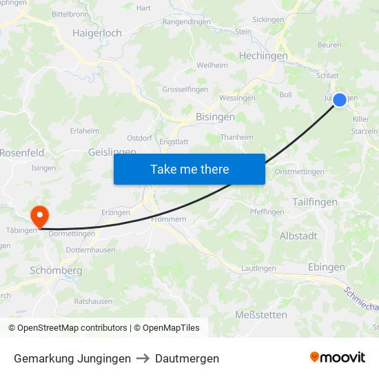 Gemarkung Jungingen to Dautmergen map
