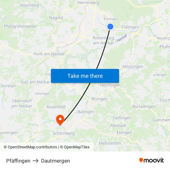 Pfäffingen to Dautmergen map