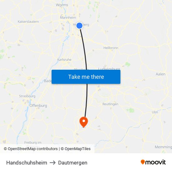 Handschuhsheim to Dautmergen map