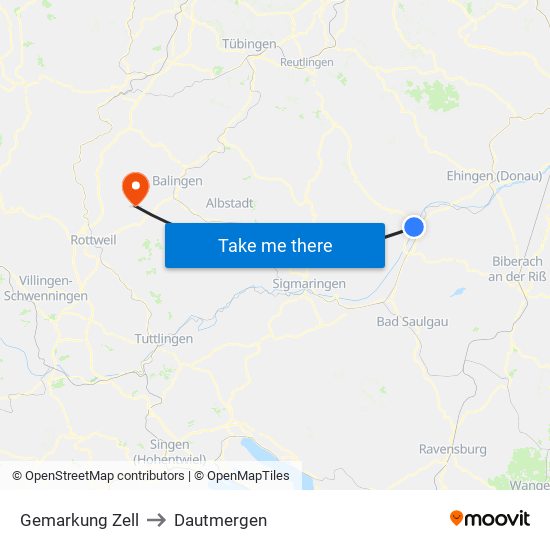 Gemarkung Zell to Dautmergen map