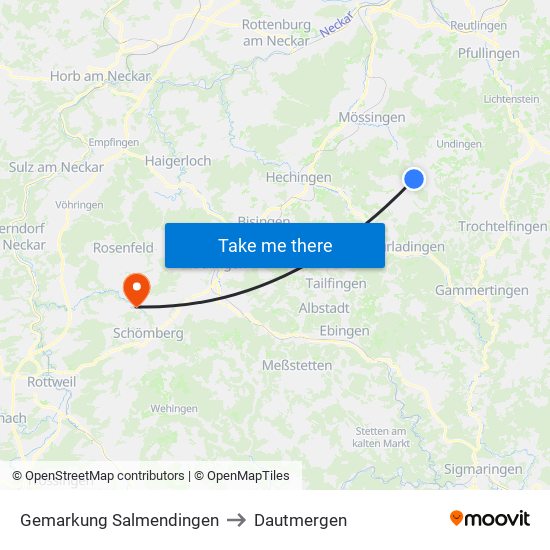 Gemarkung Salmendingen to Dautmergen map
