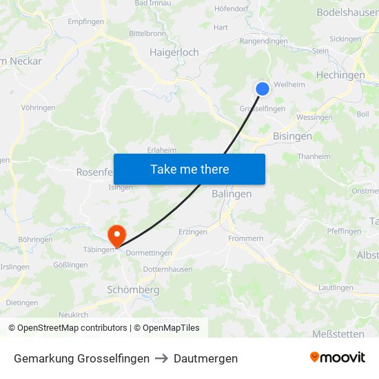 Gemarkung Grosselfingen to Dautmergen map