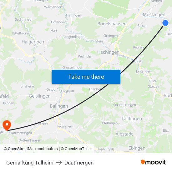 Gemarkung Talheim to Dautmergen map