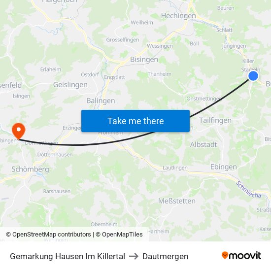 Gemarkung Hausen Im Killertal to Dautmergen map