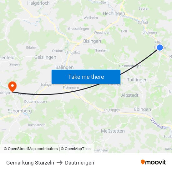 Gemarkung Starzeln to Dautmergen map