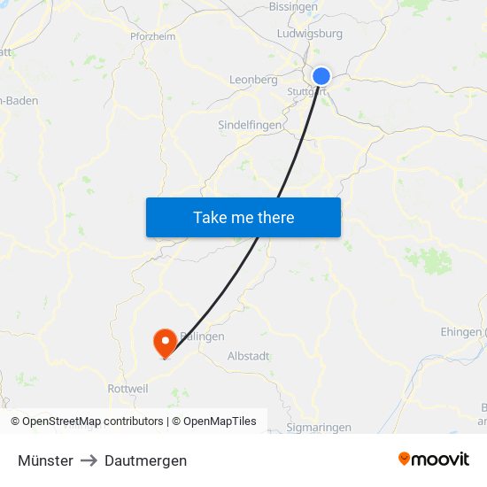 Münster to Dautmergen map