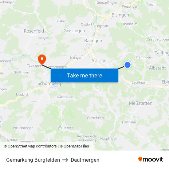 Gemarkung Burgfelden to Dautmergen map