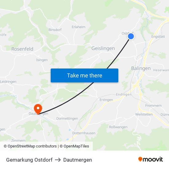 Gemarkung Ostdorf to Dautmergen map