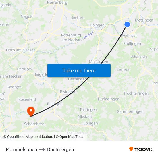 Rommelsbach to Dautmergen map