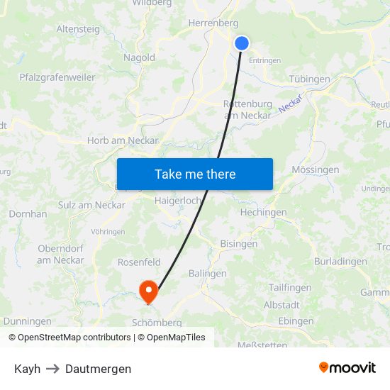 Kayh to Dautmergen map
