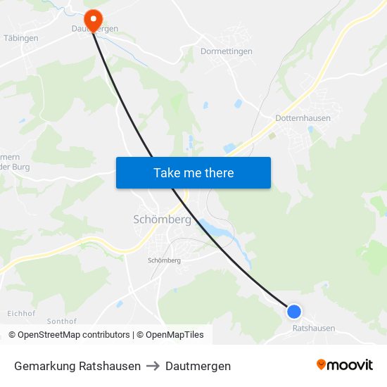 Gemarkung Ratshausen to Dautmergen map