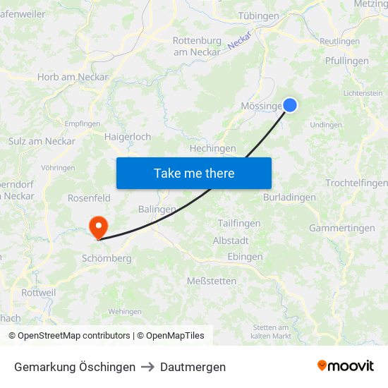 Gemarkung Öschingen to Dautmergen map