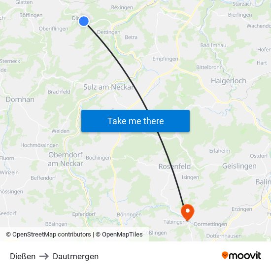 Dießen to Dautmergen map