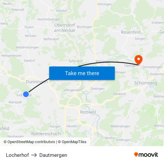 Locherhof to Dautmergen map