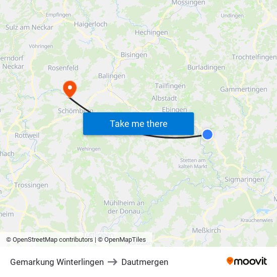 Gemarkung Winterlingen to Dautmergen map