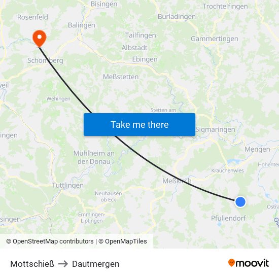 Mottschieß to Dautmergen map