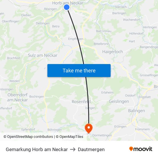 Gemarkung Horb am Neckar to Dautmergen map