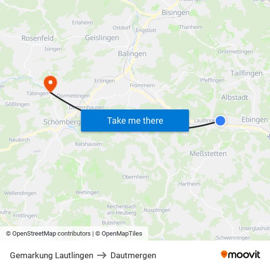 Gemarkung Lautlingen to Dautmergen map