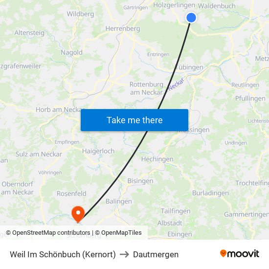 Weil Im Schönbuch (Kernort) to Dautmergen map