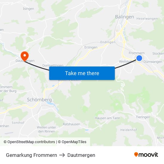 Gemarkung Frommern to Dautmergen map