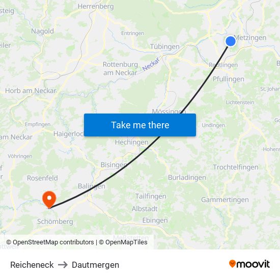 Reicheneck to Dautmergen map