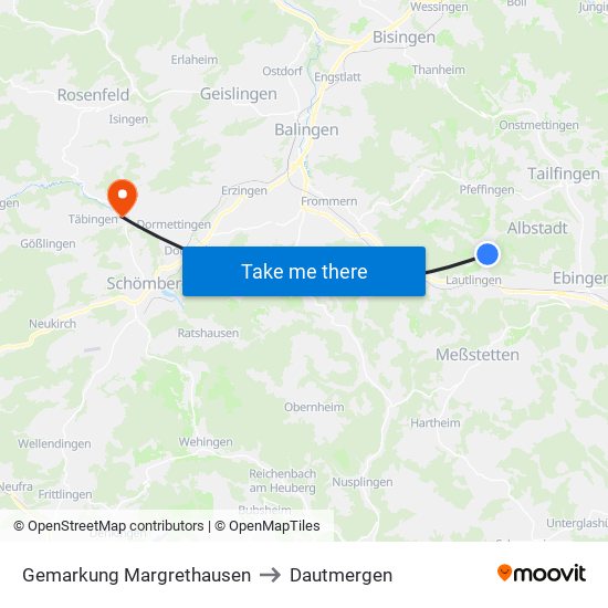 Gemarkung Margrethausen to Dautmergen map