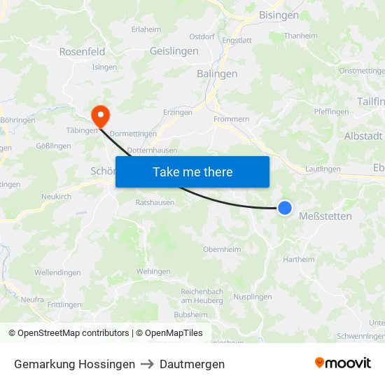 Gemarkung Hossingen to Dautmergen map