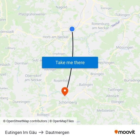 Eutingen Im Gäu to Dautmergen map