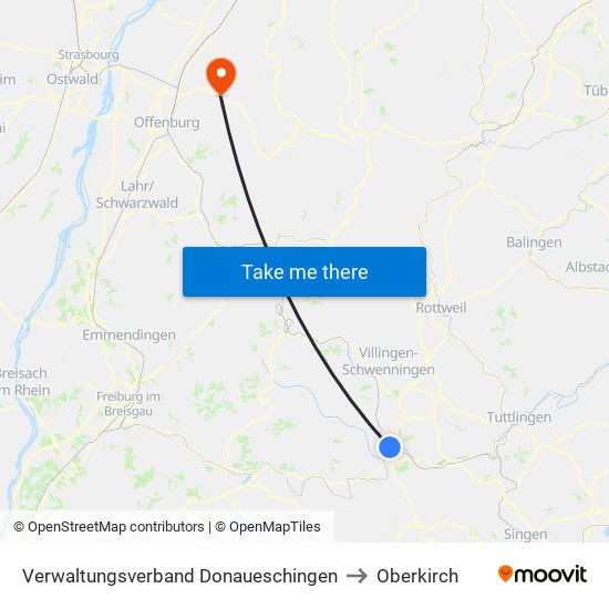 Verwaltungsverband Donaueschingen to Oberkirch map