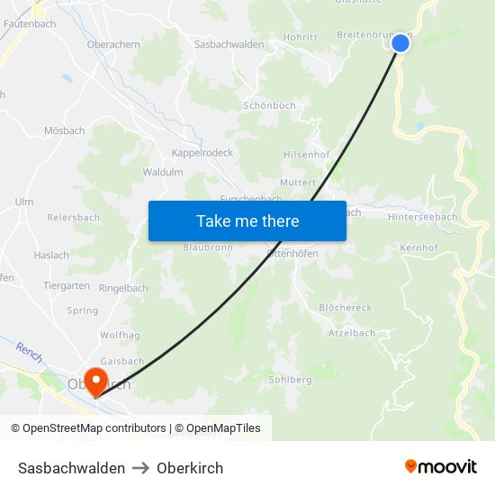 Sasbachwalden to Oberkirch map