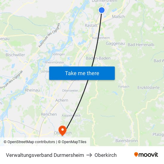 Verwaltungsverband Durmersheim to Oberkirch map