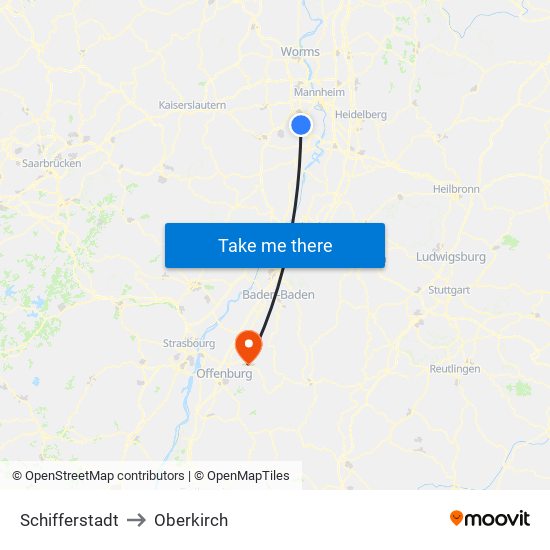 Schifferstadt to Oberkirch map