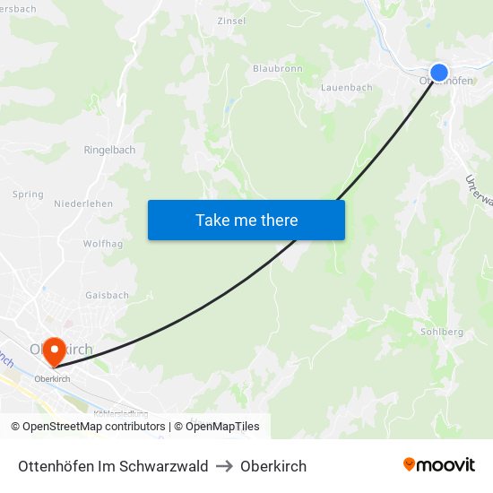 Ottenhöfen Im Schwarzwald to Oberkirch map