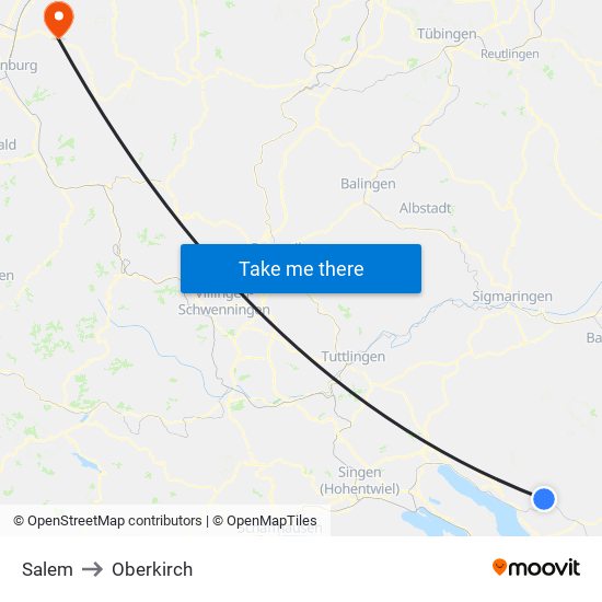 Salem to Oberkirch map