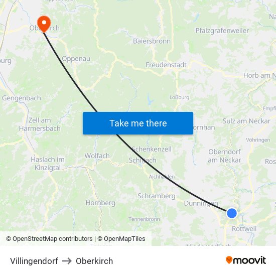 Villingendorf to Oberkirch map