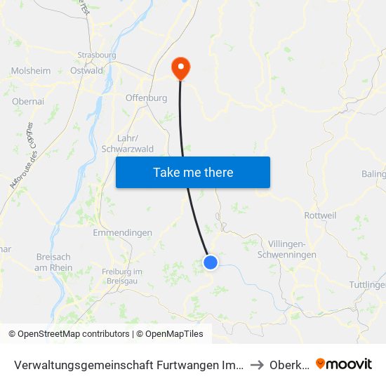 Verwaltungsgemeinschaft Furtwangen Im Schwarzwald to Oberkirch map