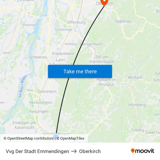 Vvg Der Stadt Emmendingen to Oberkirch map