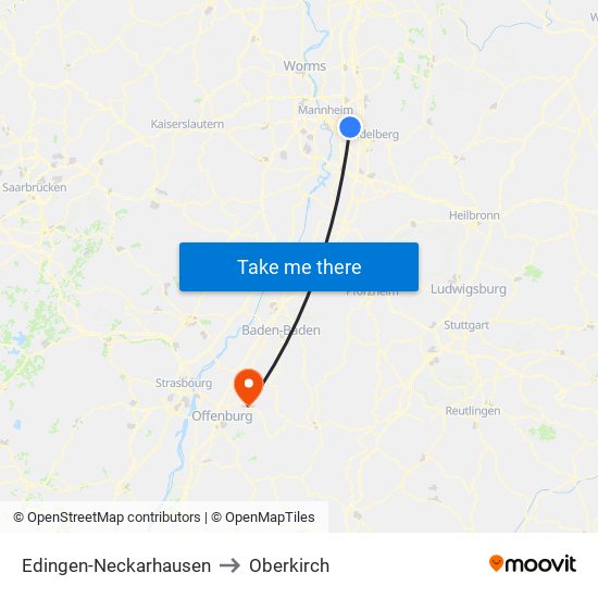 Edingen-Neckarhausen to Oberkirch map